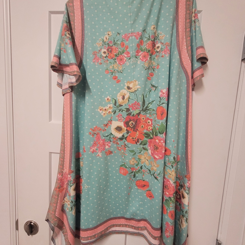 Umgee Floral Midi Dress - Teal and Pink